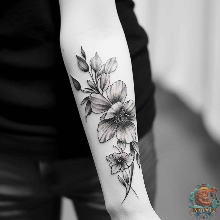 The Beauty Of Black and Grey Flower Tattoos - 51 Designs - inktat2.com