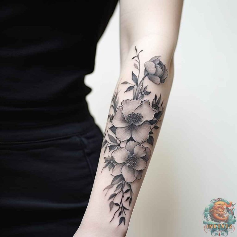 The Beauty Of Black and Grey Flower Tattoos - 51 Designs - inktat2.com