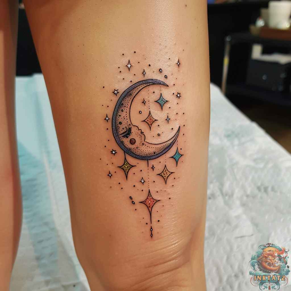 Crescent Moon With Stars Tattoo Bronctattooaus Crescent Moon With Stars Tattoo Bronctattooaus